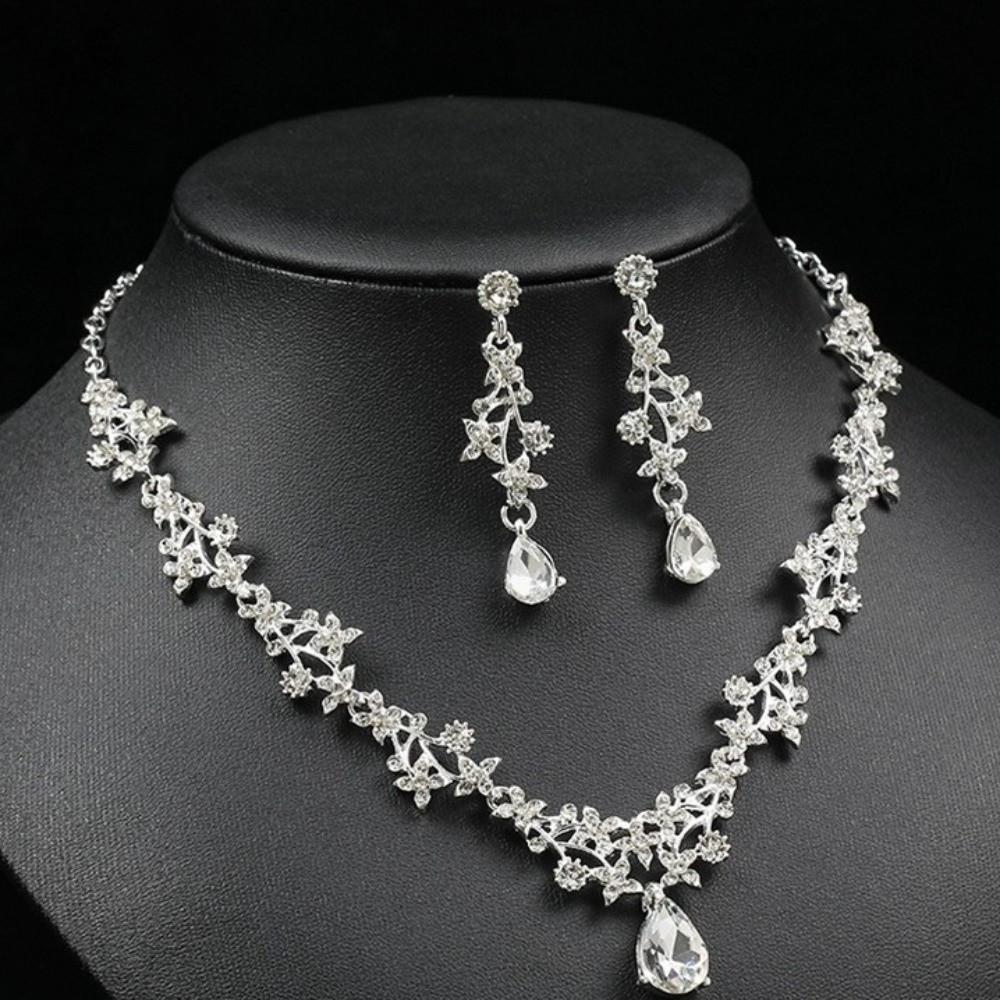 Elegant Rhinestone Jewelry Set Sparkling Crystal Bridal Necklace Bridal Accessories  Bridal Wear