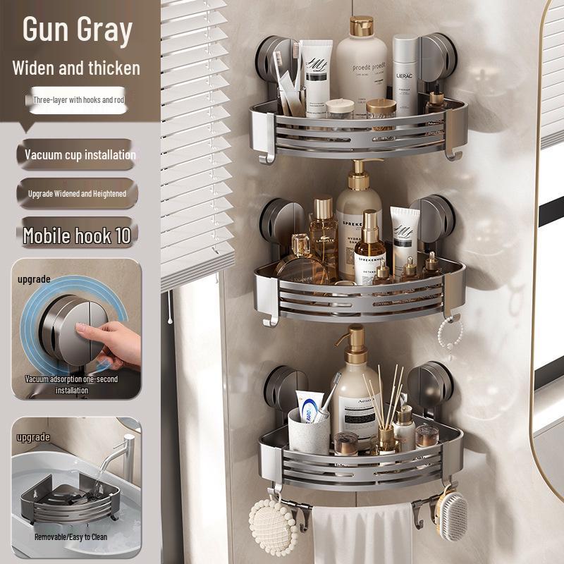 Dreieckige Saugnapf-Eckablage: Wandmontiertes Badezimmer-Aufbewahrungsregal