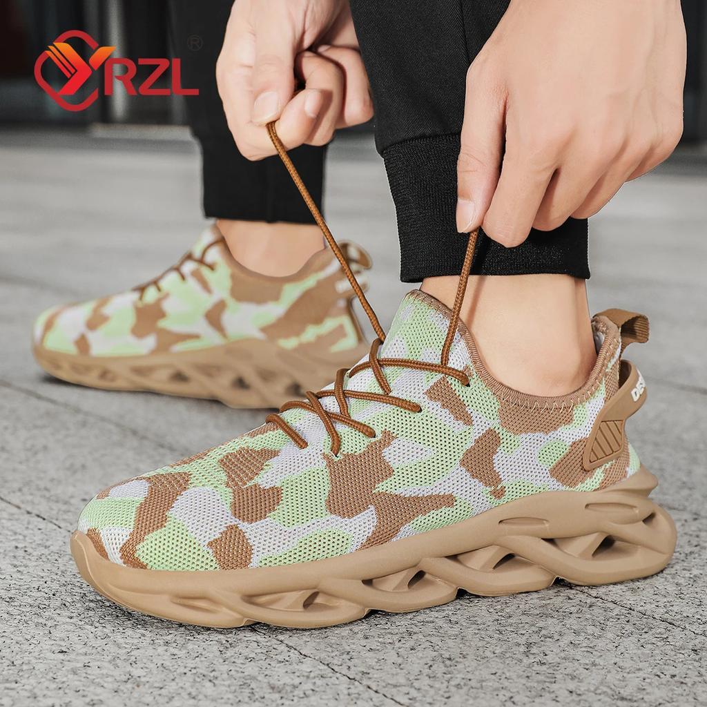 YRZL Mens Running Shoes Lightweight Breathable Casual Thick Sole Sports Shoes Plus Size Fashion Non Slip Jogging Shoes Men