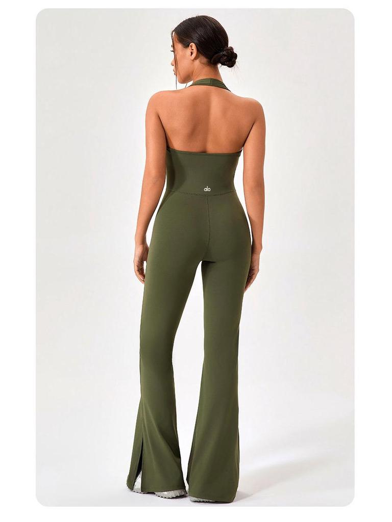 Women's Open Back Yoga Jumpsuit: Butt-Lifting Micro Flare Pants with Bare Feel Fit