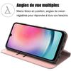 Coque de protection pour samsung galaxy a24 - booling - effet cuir elégant - rose - 2 verres trempés