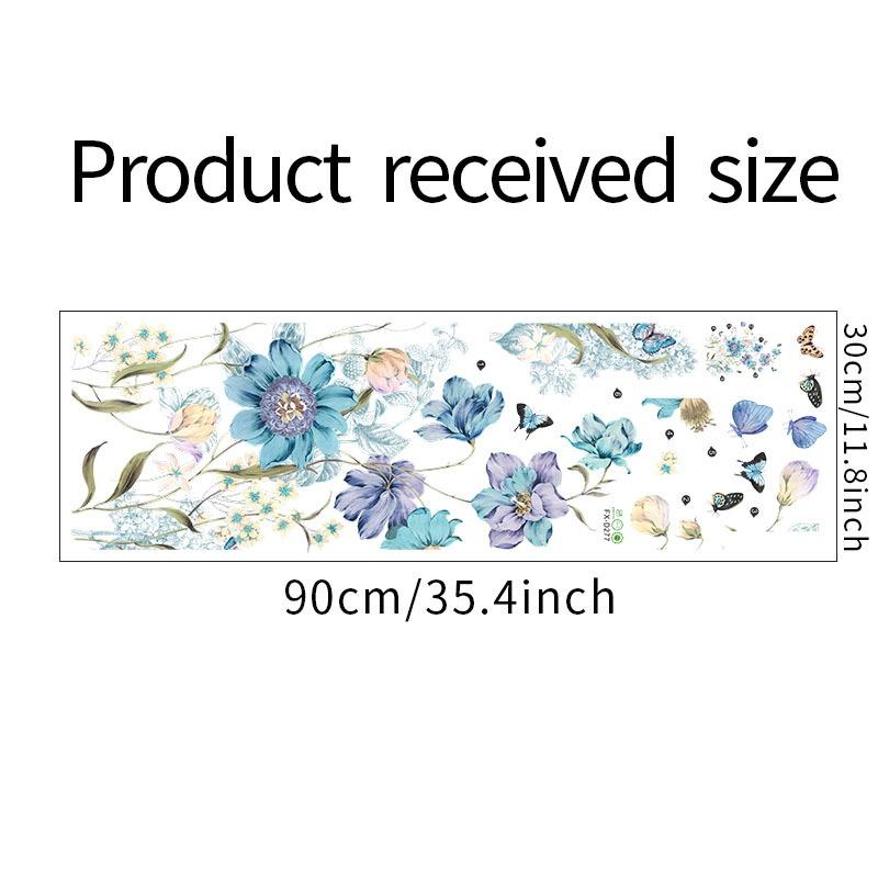 New Painted Blue Flower Butterfly Wall Sticker Living Room Bedroom Background Home Decoration Self-adhesive Wallpaper Plant Stickers