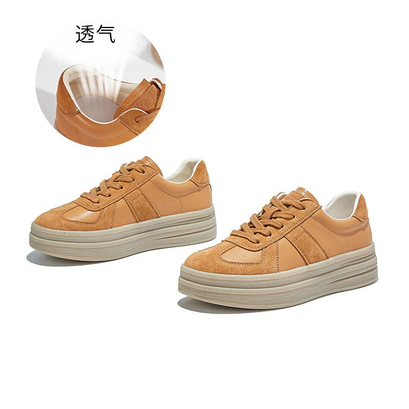 Retro leather German training shoes women's 2025 autumn new models are not tired of feet, platform white shoes, casual and versatile fashion women's s
