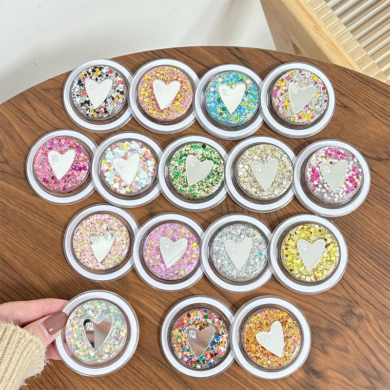 Round Sequin Love Mirror Mobile Phone Holder Airbag Retractable Magnetic Desktop Stand To Watch Dramas And Fold To Carry With You