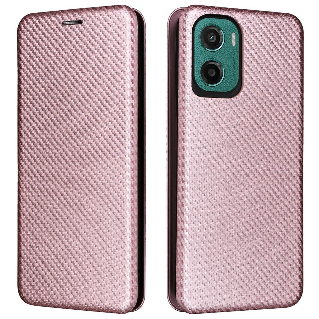 For Motorola Moto G05 4G/E15 4G Case Carbon Fiber Texture Drop-Proof PU Leather Phone Cover