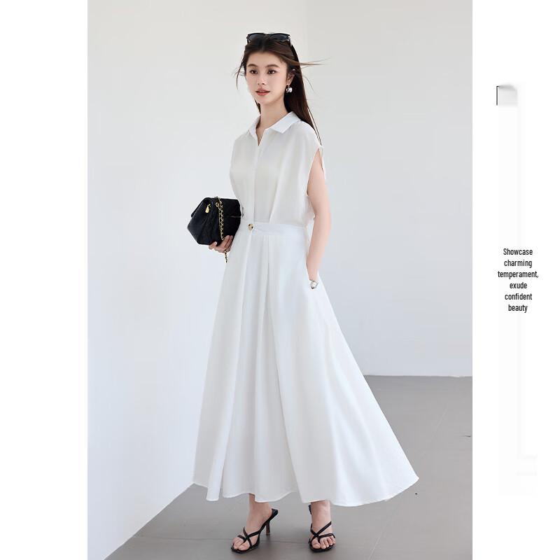 VICTORIA&VERA Women's Short Sleeve Polo Collar Midi Dress