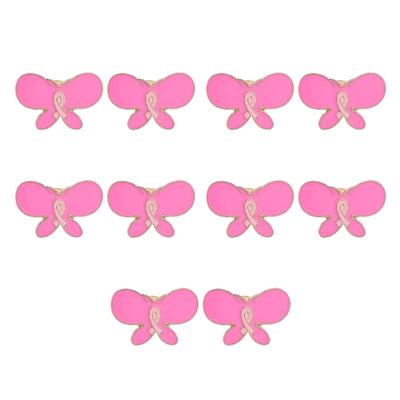 10Pcs Cancer Awareness Ribbon Brooch Pins For Women Butterfly Shape Decorative Lapel Pin For Clothing Embellishments