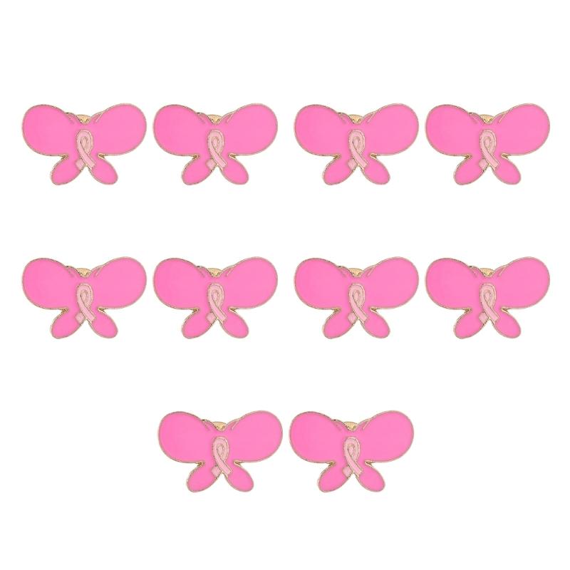 

10Pcs Cancer Awareness Ribbon Brooch Pins For Women Butterfly Shape Decorative Lapel Pin For Clothing Embellishments 1
