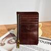 Genuine Leather Wallet for Women Vintage Slim Credit Card Holder with Zipper Coin Pocket
