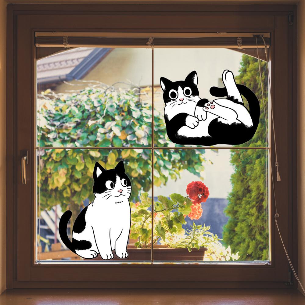 Cat Anti-Collision Window Clings Animal Decals to Prevent People and Bird Strikes on Window Glass Cling Door Decals Decor