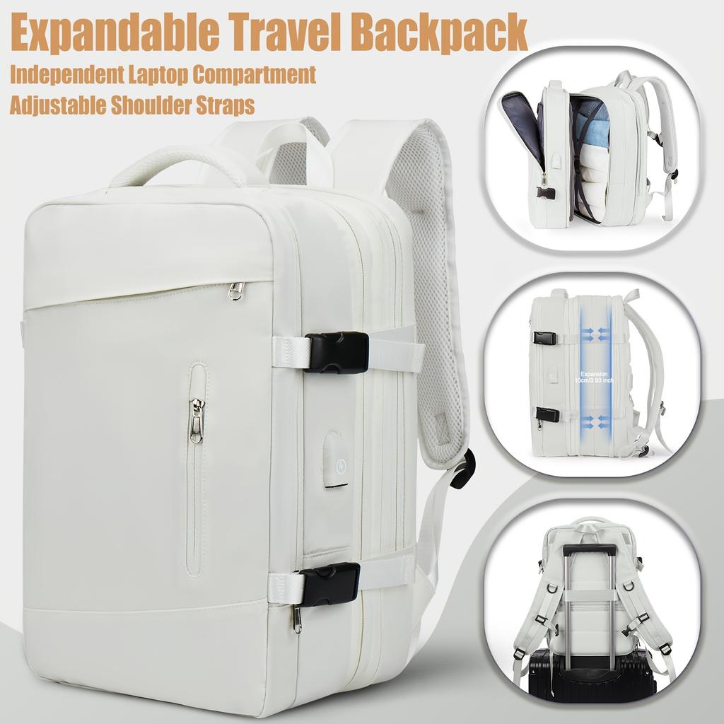 Expandable Large Capacity Travel Backpack for Women Men, 15.6 Inch Laptop Carry On Backpack, Water Resistant Weekender Bag Fits