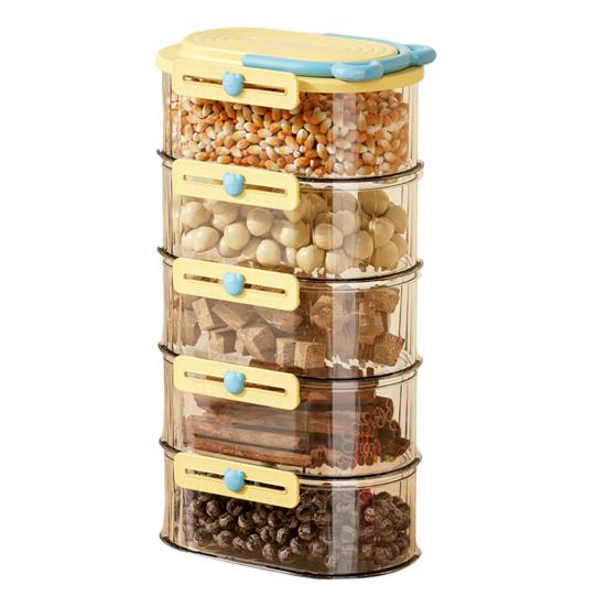 3/4/5 ks Uzavřená sklenice Stohovatelná sada úložných boxů na koření Kompaktní design Průhledné nádoby na koření Organizér do zásuvky na koření