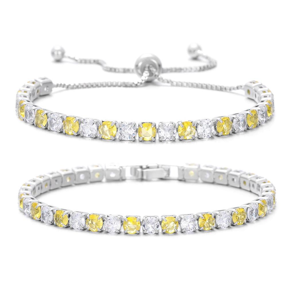 Iridescent Zircon Tennis Bracelet Set - White Gold Plated Fashion Jewelry