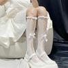 Bow Lace Hollow Out Cute Lolita Jk Sexy Fishnet Knee-High Stockings For Women