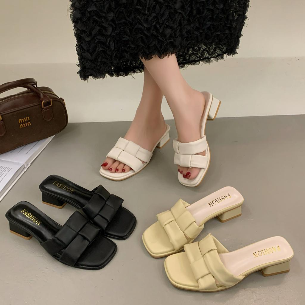 Fashion Shoes Low PU Rubber Rome Hoof Heels Fabric Low Shoes PU Rome Hoof Heels Fabric