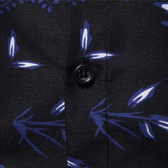 Camisa Casual para Mujer con Cuello Vuelto, Manga Larga, Estampado de Hojas, Botones, Corte Slim, Talla Grande