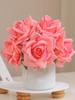 1 Bunch Real Touch Roses 5 Heads Artificial Roses Flower Silk Fake Curly Rose Flower Arrangement Bouquet for Home Party Wedding Decoration