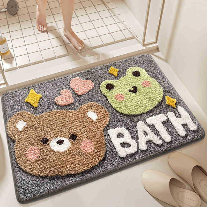 Cartoon Faux Cashmere Washable Door Mat - Dirt-resistant & Water-absorbing Bathroom Floor Mat