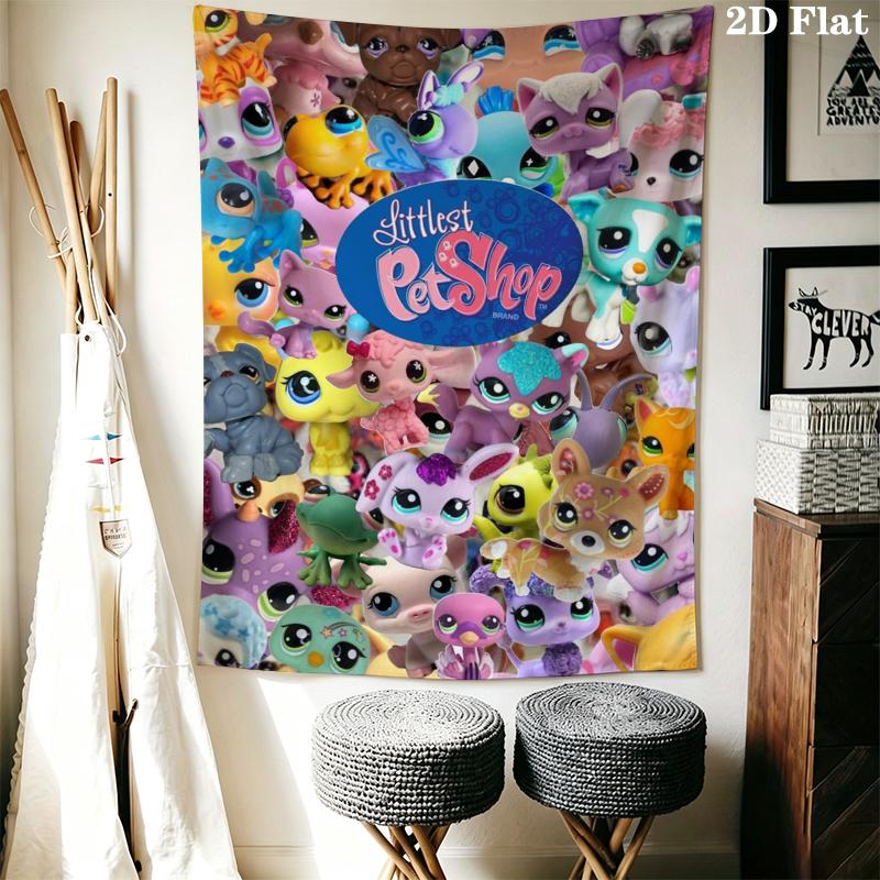 Littlest Pet Shop Wall Tapestry Aesthetic Wall Hanging Printed Fabric Blanket Decorative Tapestries for Bedroom Living Room Home Decor