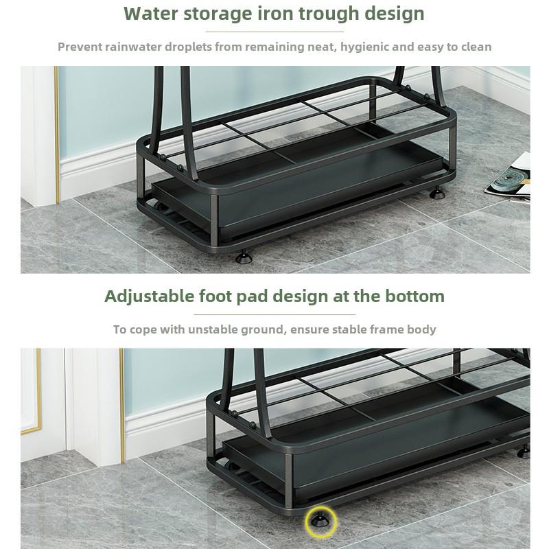 Iron Hotel Umbrella Stand  Minimalist Lobby Organizer  Long and Foldable Umbrella Holder Sturdy Storage Rack