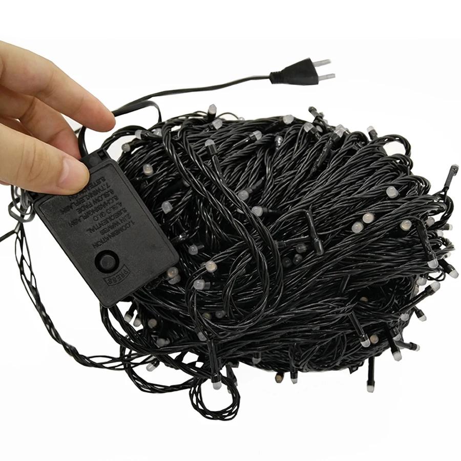 100M 500 LED Outdoor Christmas LED String Light Fairy Light Waterproof Black Cable Holiday Garland Light Patio Garden Decor