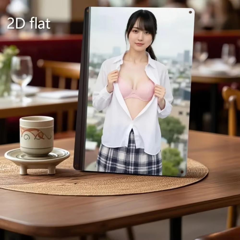 Vintage Metal Tin Sign 2D Female Balcony Wall Art Weatherproof Home Garden Decor 20x30cm