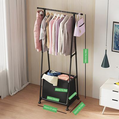 Clothes Rack with Large Storage Bag Removable Clothes Organizer Stand On Wheels 2-in-1 Freestanding