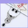 Vintage Water Drop Alloy Necklace And Earring Set For Boho Style Females