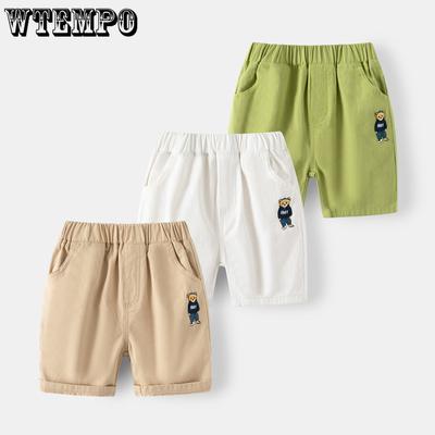 Children's Summer Five Quarter Pants Boys' Embroidered Teddy Bear Casual Shorts Loose Shorts Trendy
