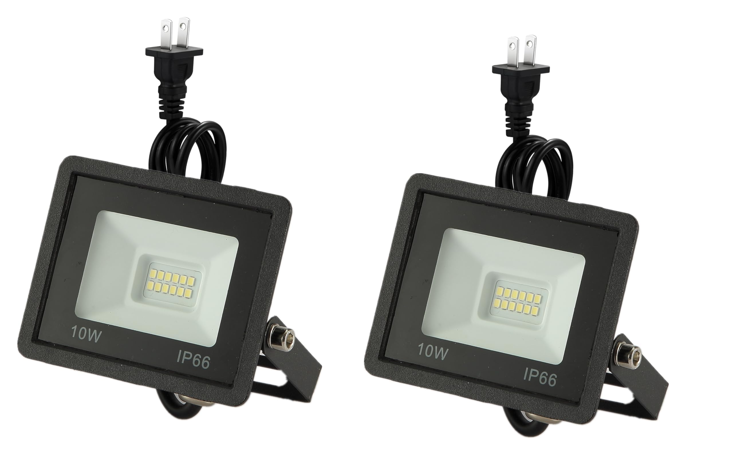 

Two 10W Floodlights with 1.8m Cord, PSE, Daylight White, 1200LM, 6500K, 100W Equivalent, IP66 Waterproof, 120° Wide Angle, Compatible with 100V200V,