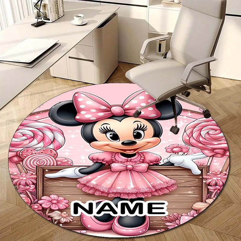 Personalized M-Minnie Round Chair Office Rug - Perfect for Mat, Office Chair & More - Ideal Gift for Birthdays and Holidays