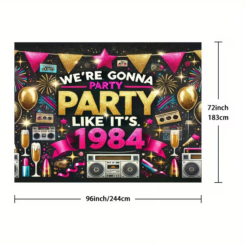 

2D Nostalgic 80s Party Backdrop Party Like It s 1984 Retro Disco Photoshoot Background 47.2x31.5inch/120*80cm