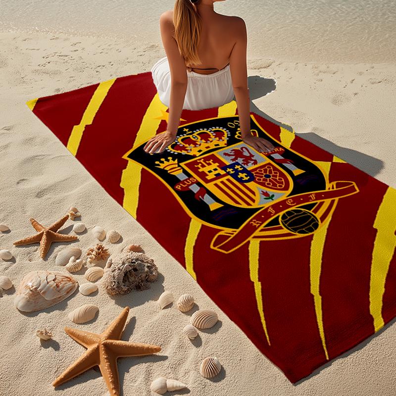 Asciugamano da Spiaggia con Stemma Calcio Spagnolo, Microfibra Super Morbida, Regalo per Lei/Lui, Compleanno, per Piscina, Spiaggia, Viaggio, Decorazione Casa Regali per Fan