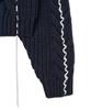 NOIRER FOR WOMAN Handmade Cable Crop Sweater (Navy)