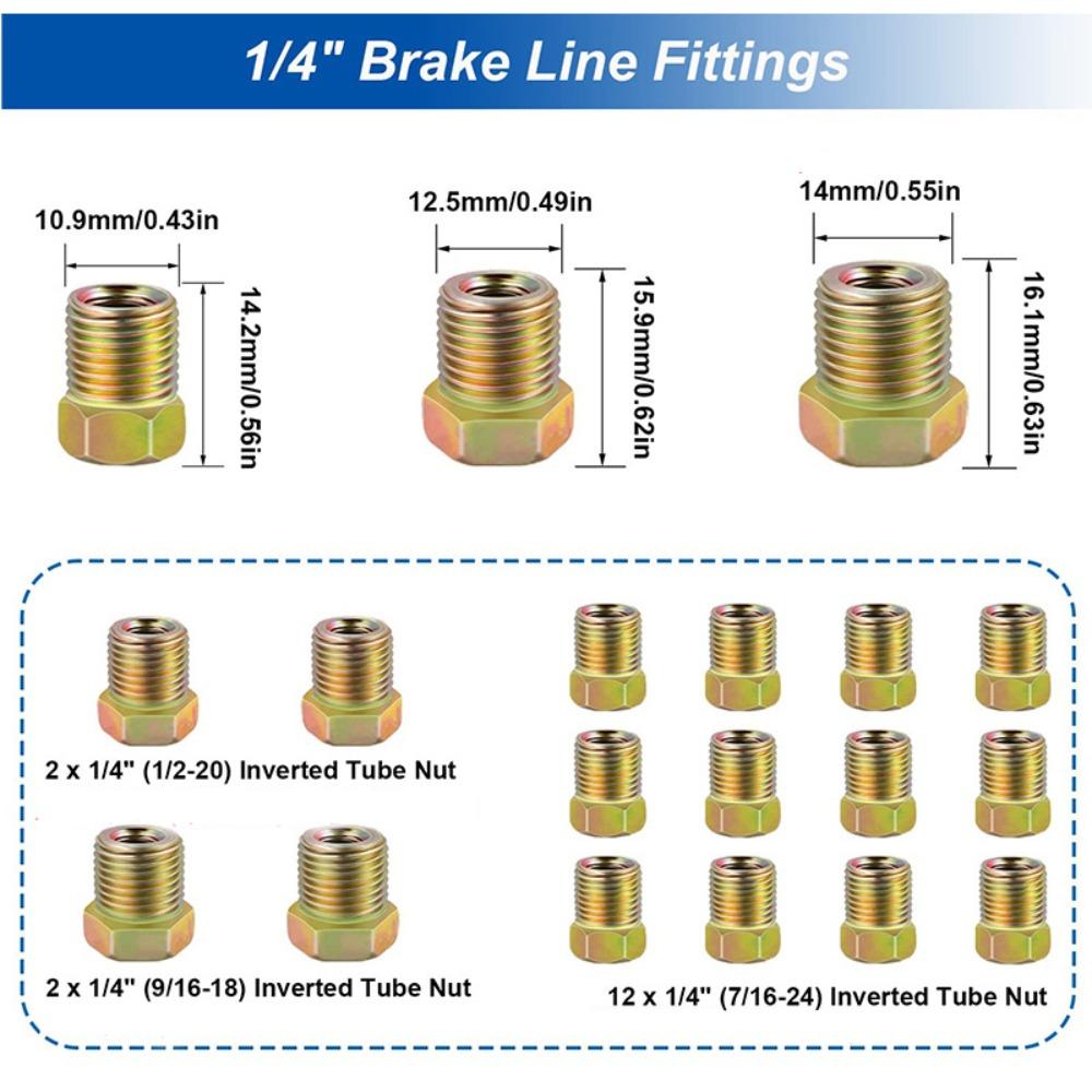 25FT 7.62m Wire Hose Reel with Tube Screw Cap Brake Pipe Repair Kit Car Roll Tube Coil