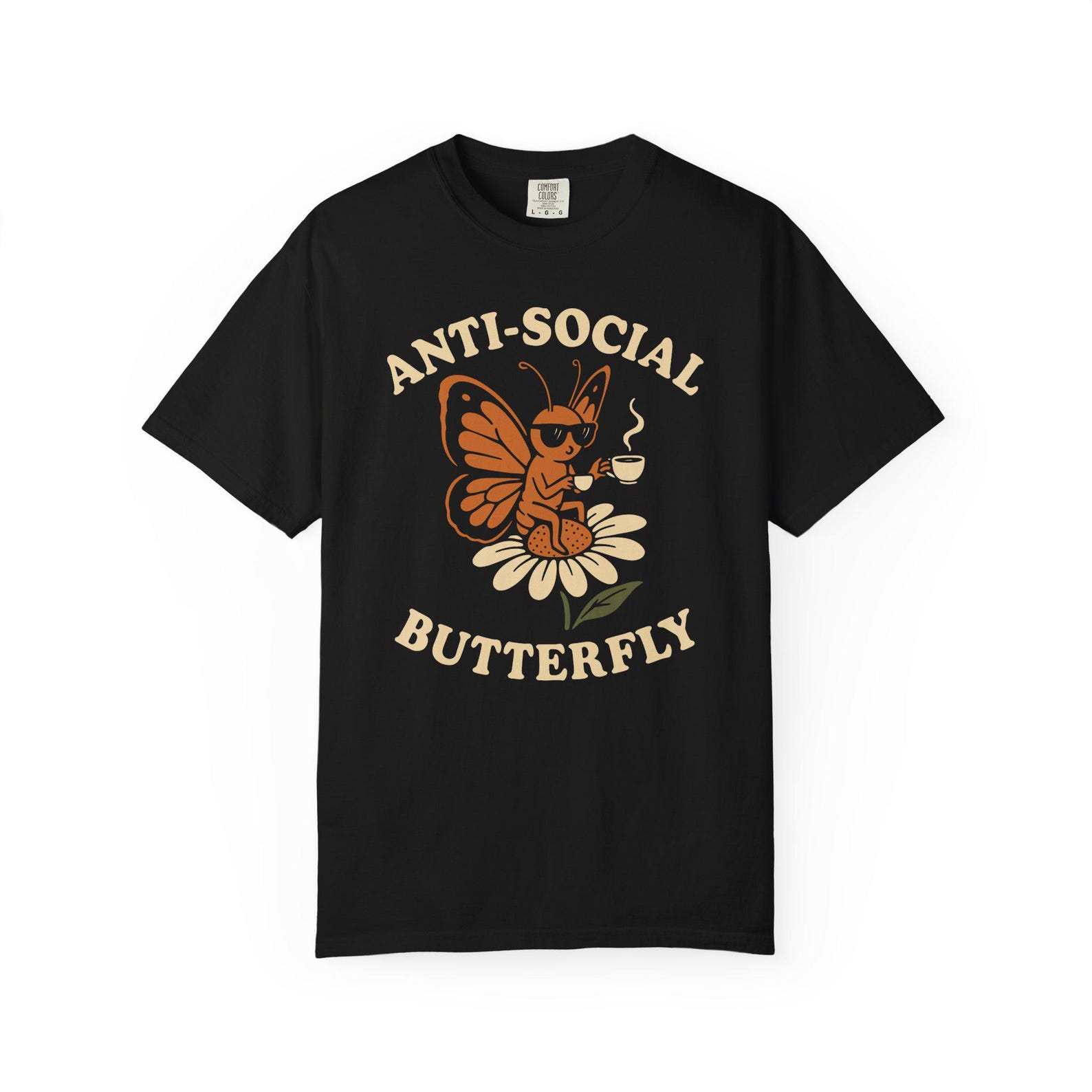 Anti-Social Butterfly T-Shirt Comfort Colors 1717 Funny Introvert Tee 3XL