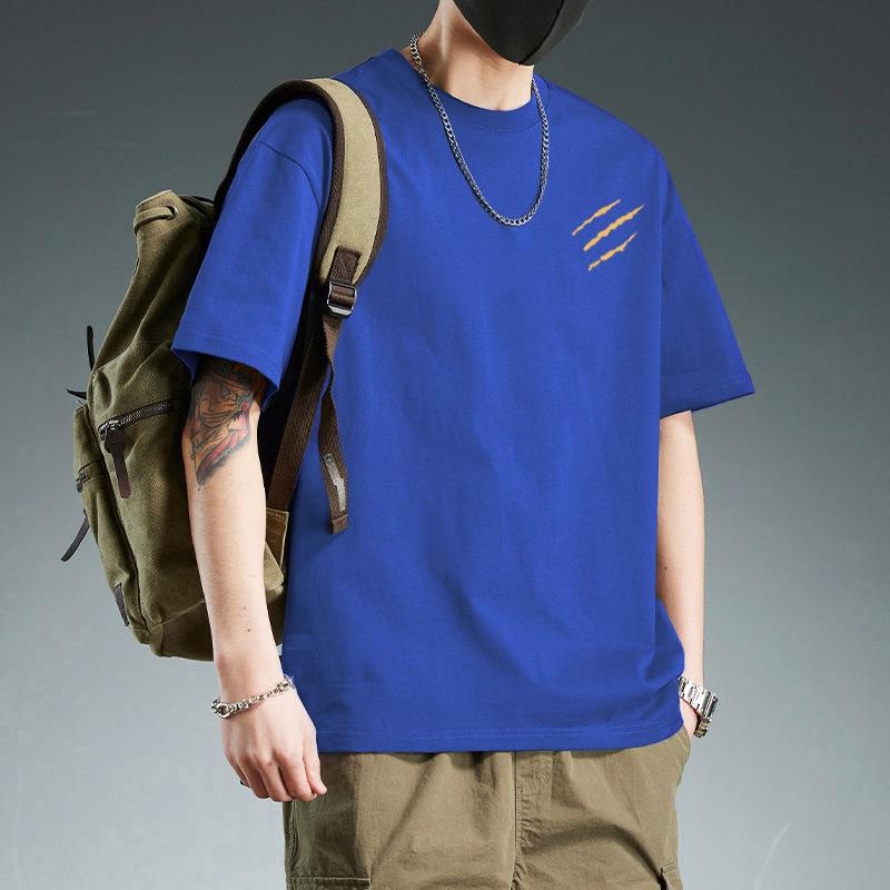 Summer Round Neck Simple Pattern Printed Top Fashionable Casual Pure Cotton Short Sleeved Men's T-shirts