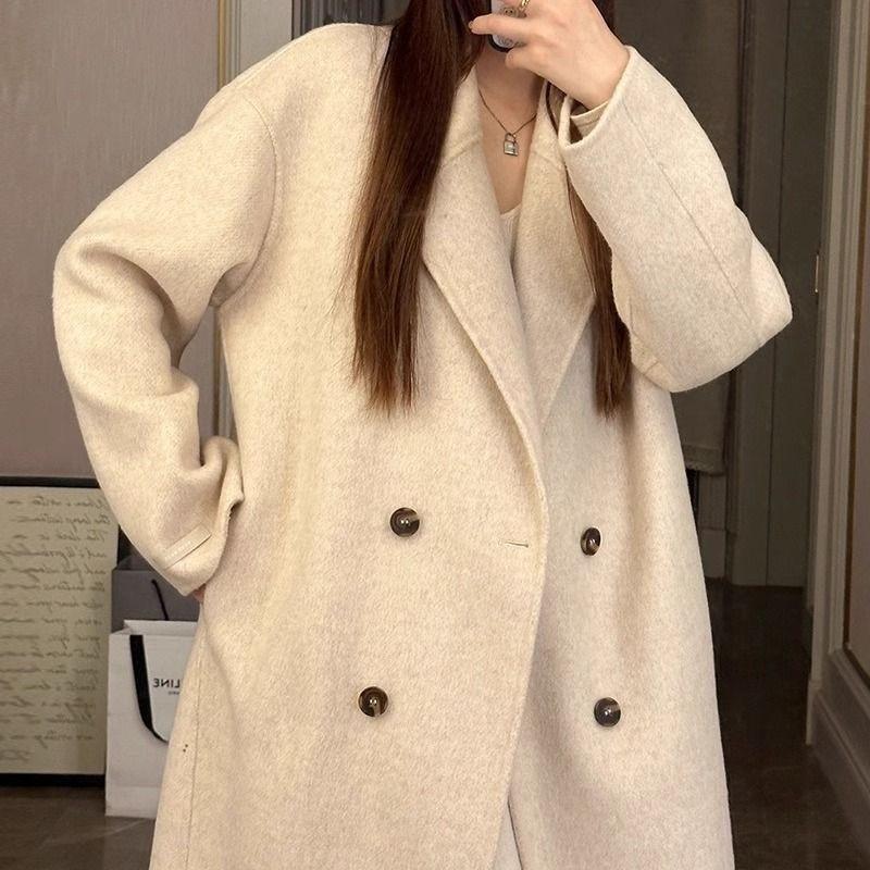 woolen coat down jacket down liner duck down medium and long, new thickened woolen coat for women in autumn and winter