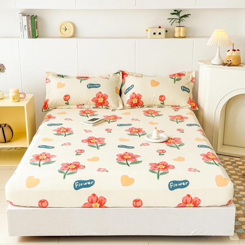 High Quality Printed Fitted Sheet Single Double Queen Size Mattress Cover With Elastic Band Bedsheet Soft Comfortable Fitsheet