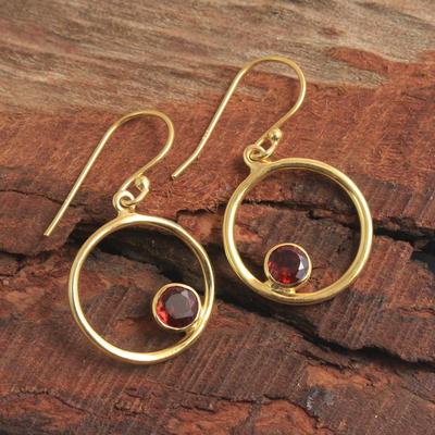 Gioielli da donna, orecchini in argento sterling 925 placcato oro giallo con granato e pietra portafortuna di gennaio