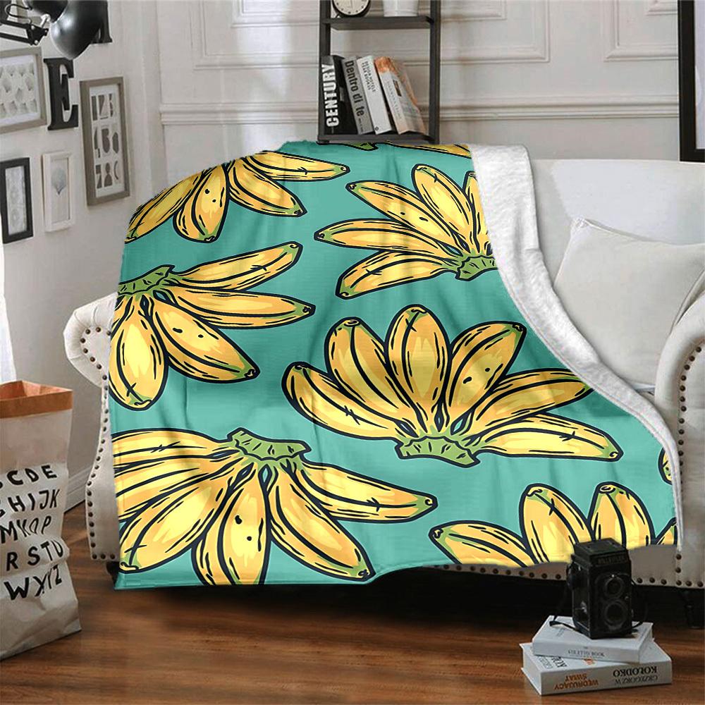 1pc Banana Pattern Blanket Warm, Cozy, And Soft, Suitable for Sofas, Beds, Cars, And Office Use.Perfect for Camping And Travel, Making It a Great Gift