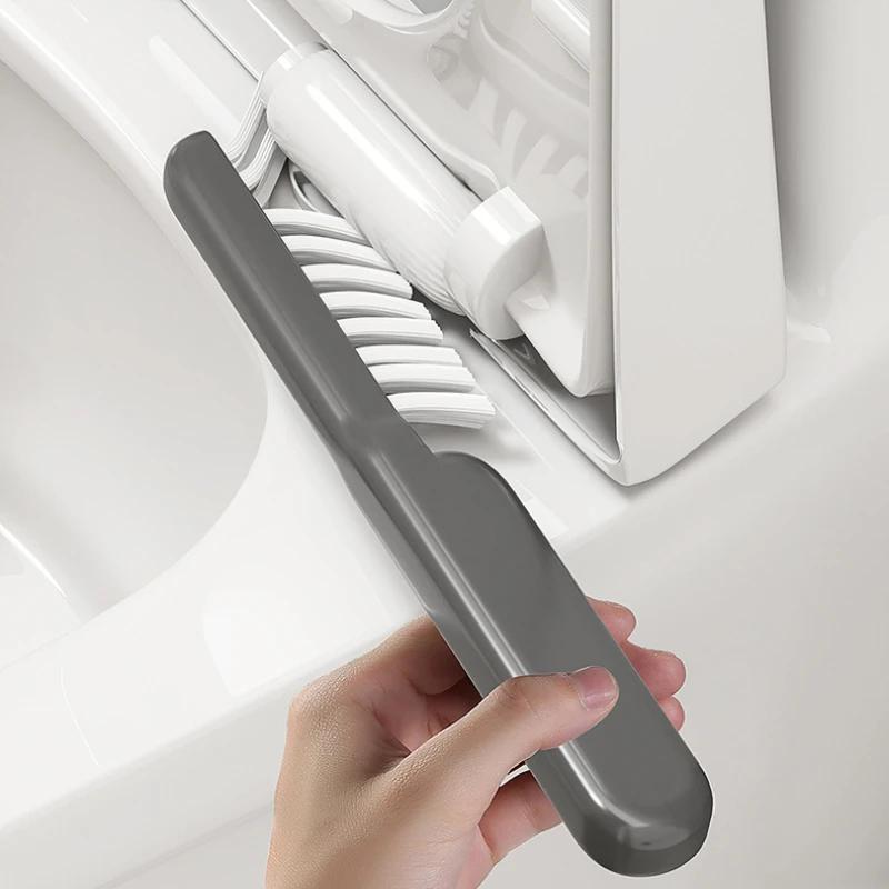 Space-Saving Toilet Brush Kit-360° Spin Silicone Brush Head & Wall-Mounted Holder | Resistant Bathroom Accessories for Household