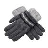 Men's Wool Gloves - Warm, Cold-Proof, Thick Knit Five-Finger Design for Autumn and Winter