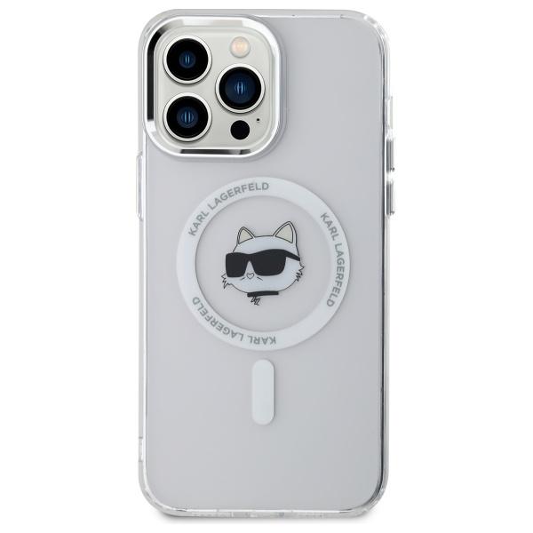 Karl Lagerfeld Klhmp14Xhlschh Iphone 14  Pro Max 6.7 Biały/White Hardcase Iml Metal Choupette Head Magsafe