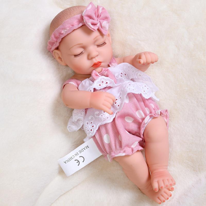 Mini 11-inch Reborn Doll with Closed Eyes, Simulation Baby Doll for Little Girls, Early Education Sleeping Doll