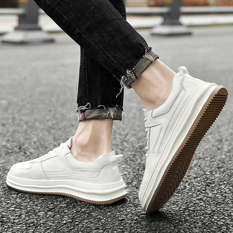 Men's Trendy Breathable Leather Casual Shoes - British Style Soft Sole Work Boots