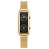 Orologio da Donna Rettangolare Retro di Nicchia Creativo a Doppio Fuso Orario, Senso Premium, Doppio Movimento, Impermeabile, Al Quarzo