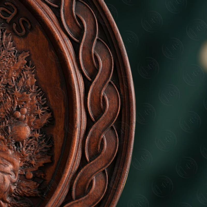 European and American Santa Claus Relief Medallion Solid Wood Carving Christmas Gift Memorial Small Gift Crafts