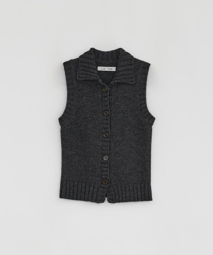 Loutaideu Lambswool Knit Vest [Charcoal]