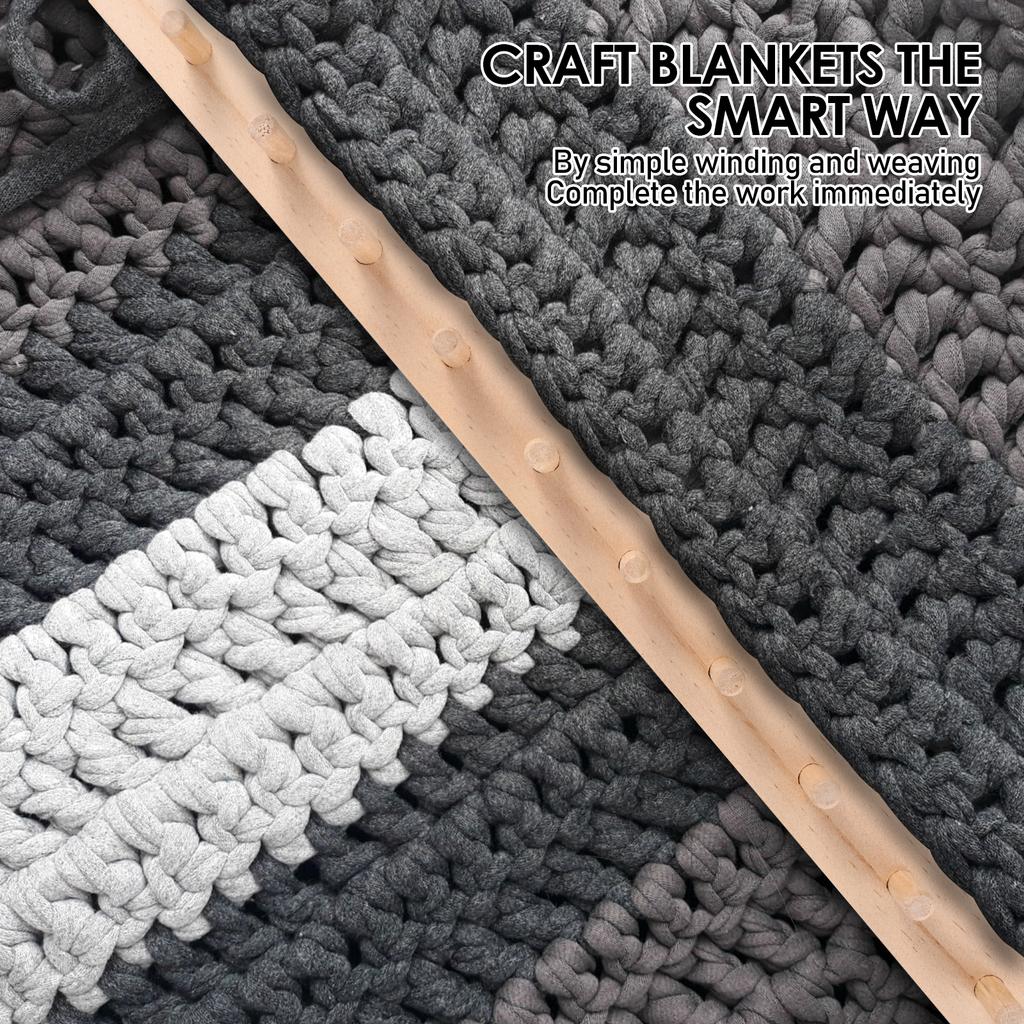 Weaving Loom Knitting Kit Wooden Hand Knitting Machine Kits Chunky Weaving Frame DIY Scarf Blanket Knitting Tools for Beginners